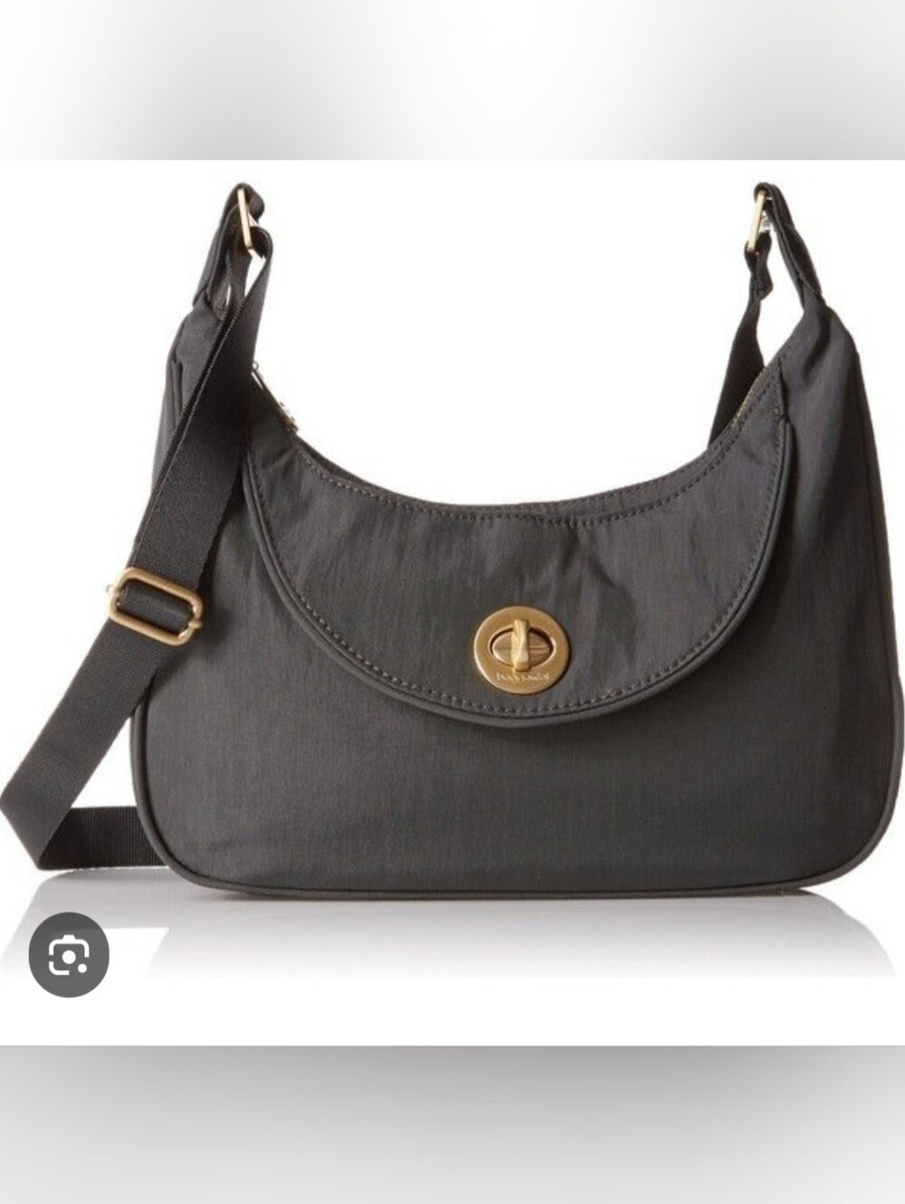 Grey Crossbody Bag with Turn-Lock Closure